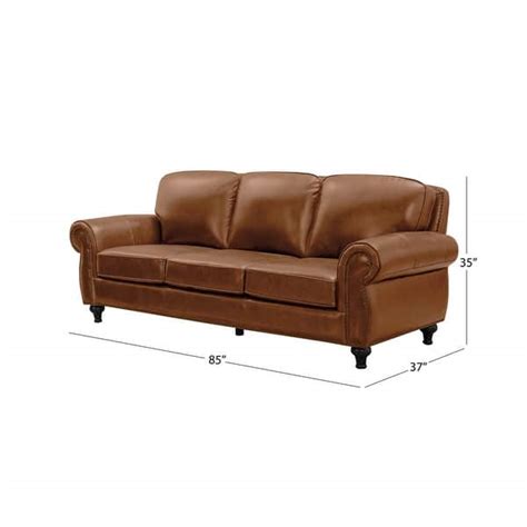 Abbyson Hobson Classic Top Grain Leather Sofa Overstock 32428409