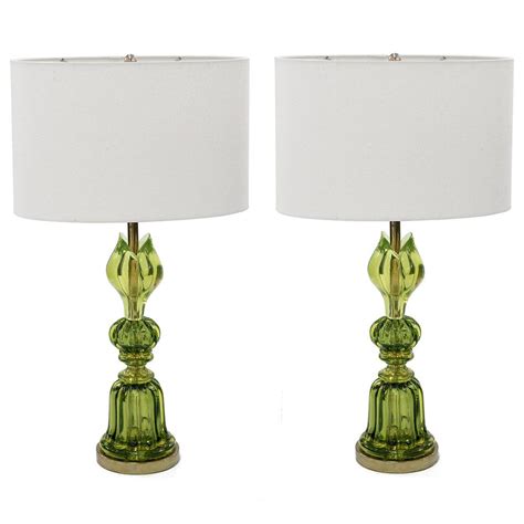 pair of exceptional handblown green glass table lamps by seguso at 1stdibs