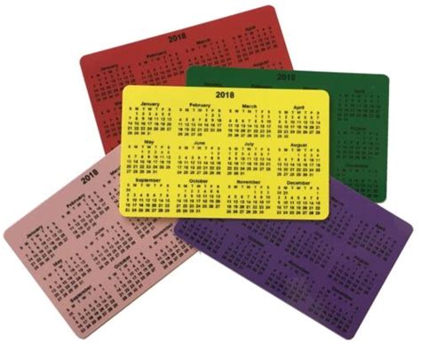 2023 2024 Calendars Coloured Rigid Plastic Credit Card Size For