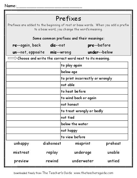 Prefixes Worksheet For 2nd 4th Grade Lesson Planet