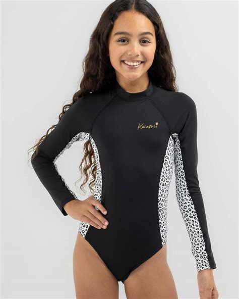Kaiami Girls Sassy Long Sleeve Surfsuit In Black Fast Shipping And Easy Returns City Beach
