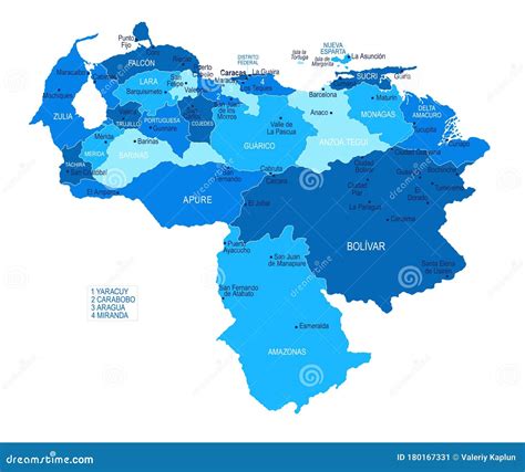 venezuela map cities regions vector stock illustration illustration of caracas