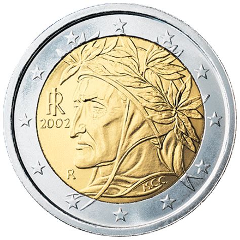 2 Euro Italia 2002 Dante Alighieri Münzen Wertvolle Münzen Euro