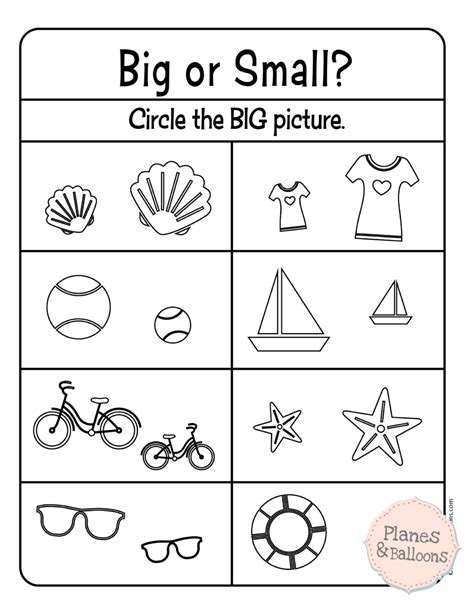 Big Small Worksheets For Preschool Free Printabl Big And Small Big And Small Worksheet For