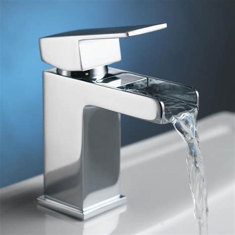 Create a modern, designer look in your new bathroom with the matrix basin mixer. QX Niagra Waterfall Spout Mono Basin Mixer Tap With Click ...