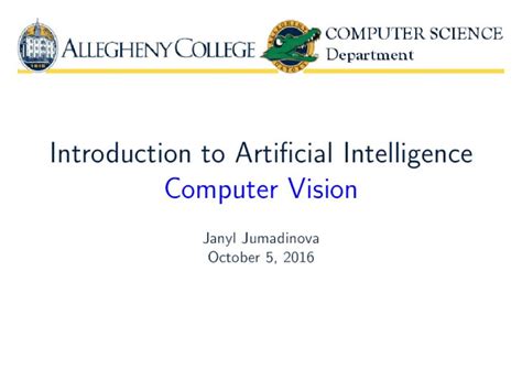 Pdf Introduction To Artificial Intelligence Computer Vision · Opencv