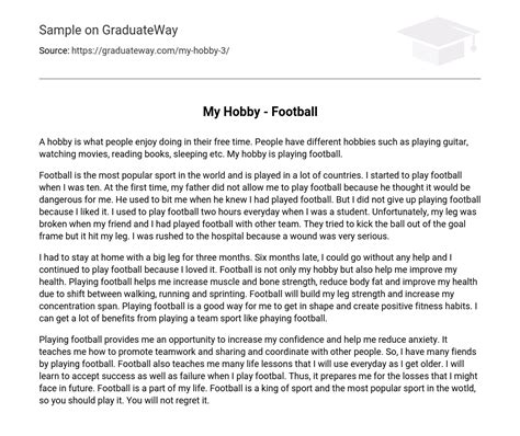 ⚡ My Favourite Hobby Football Essay My Hobby Playing Football Essay