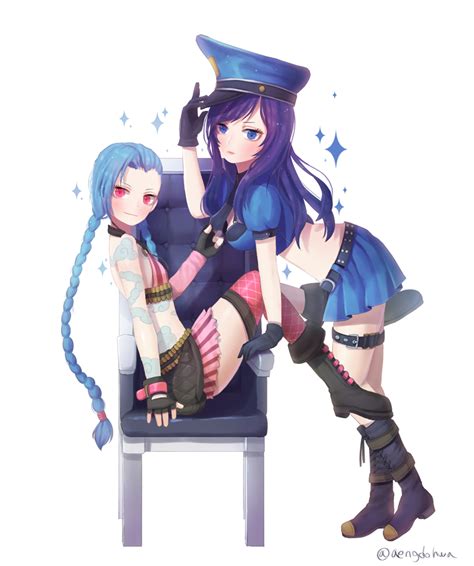 Jinx Caitlyn And Officer Caitlyn League Of Legends Drawn By Hanato