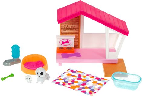 Barbie Mini Playset With 2 Pet Puppies Doghouse And Pet Accessories