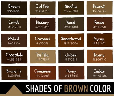 Shades Of Brown With Names Hex Codes Rgb Cmyk