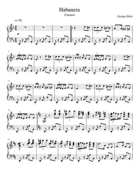 Habanera Georges Bizet Carmen Sheet Music For Piano Download Free