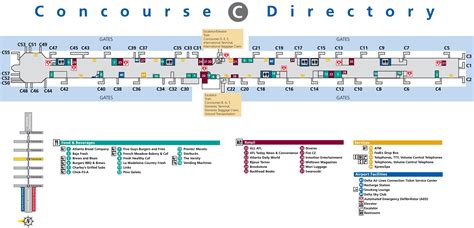 Get connection times between flights & gates. Atlanta airport terminal C map