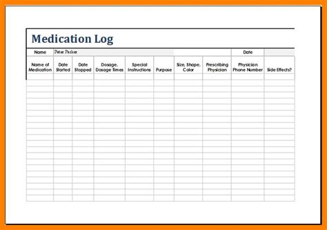 Medication List Template Medication Log Medication List List Template