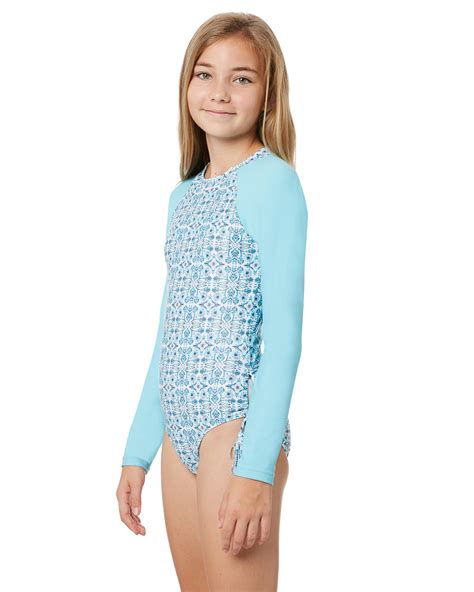 Seafolly Girls Maharaja Ls Keyhole Surfsuit Aqua Surfstitch