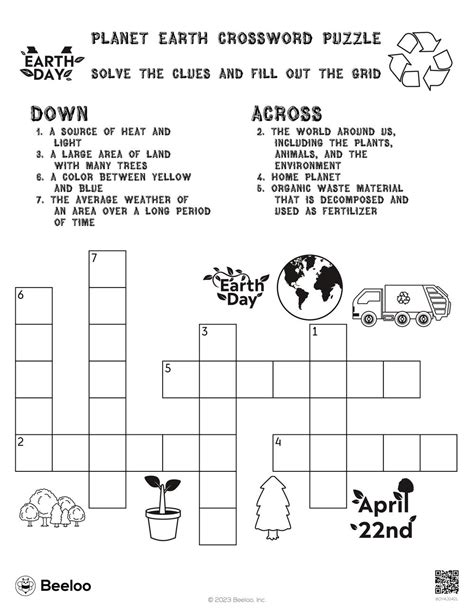 Planet Earth Crossword Puzzle • Beeloo Printable Crafts And Activities