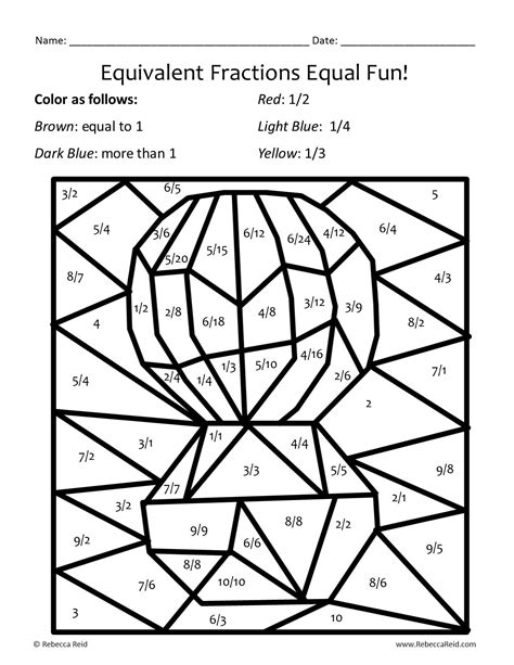 6 Best Images Of Simplifying Fractions Coloring Worksheet Equivalent