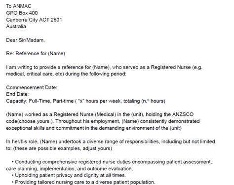 Anmac Reference Letter For Nurses【download】