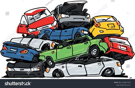 ジャンクカードの廃車。漫画イラスト のベクター画像素材（ロイヤリティフリー） 2195817229 Shutterstock