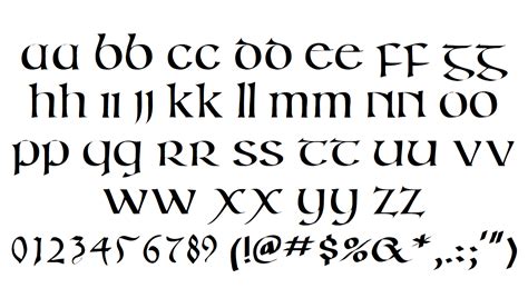 Irish Unci Alphabet Font Fontspace