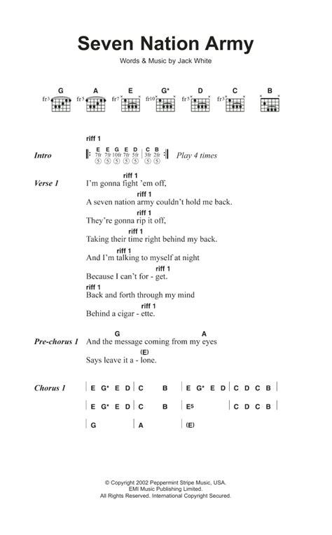 Seven Nation Army By The White Stripes Guitar Chords Lyrics Guitar Instructor