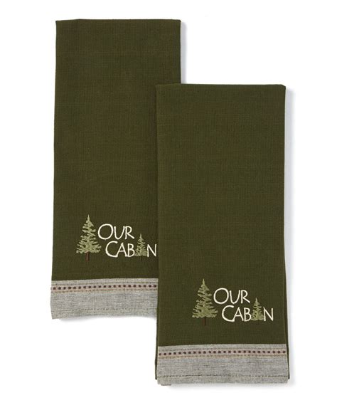 Our Cabin Embroidered Dish Towel Set Of Two By Design Imports