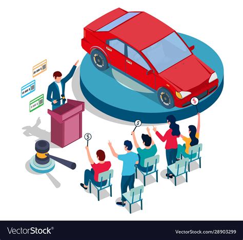 Car Auction And Bidding Concept For Web Royalty Free Vector