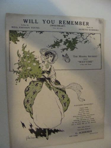 Will You Remember Sweetheart From Maytime 1917 Sigmund Romberg And Rida Young Duet Ebay