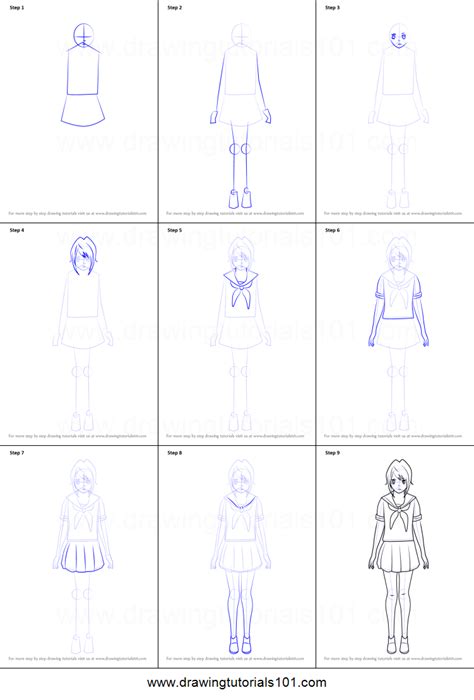 How To Draw Yandere Chan From Yandere Simulator Printable Step By Step