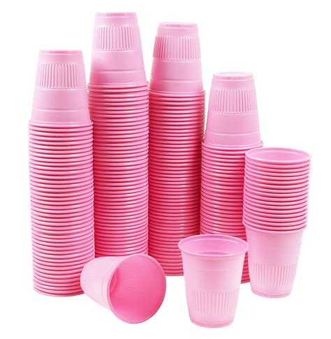 Tashibox 5 Ounce Disposable Plastic Cups 200 Count Pink