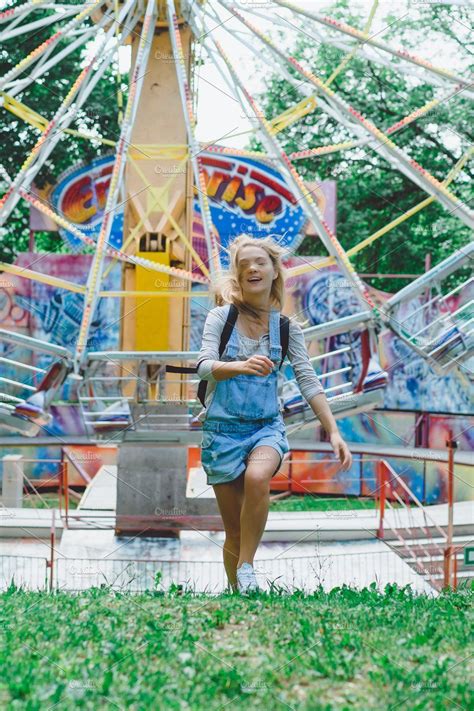 Girl In An Amusement Park Amusement Park Young And Beautiful Amusement