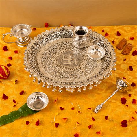 Pooja Thali Sets Premium Pooja Thalis In Brass German Silver Servdharm