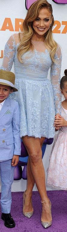 Who Made Jennifer Lopez S Blue Lace Dress And Crystal Pumps Lace