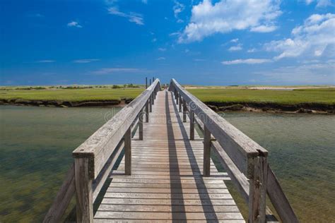 Famous Town Neck Beach Boardwalk In Sandwich Massachusetts Usa