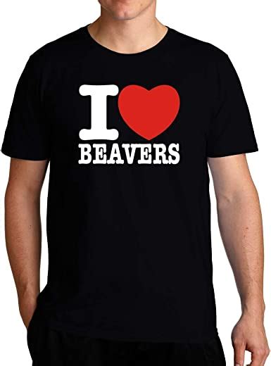Eddany I Love Beavers Bold Font T Shirt Clothing