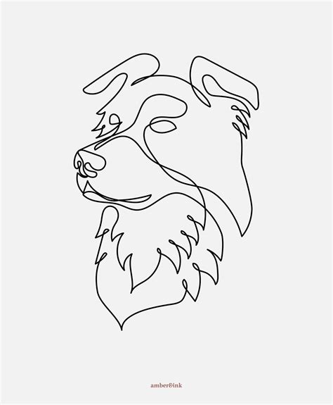 Border Collie One Line Illustration Vector And Raster Image Etsy