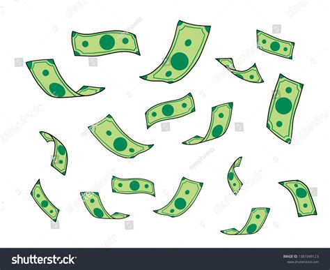 Money Falling Drawing Green Banknotes Falling Stock Illustration 1381049123