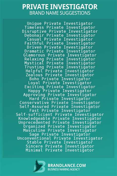 832 Private Investigator Company Name List Generator