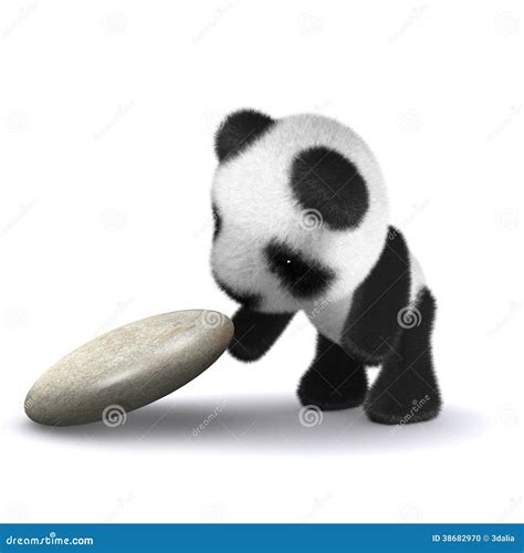 3d Baby Panda Explores Stock Illustration Illustration Of Cartoon