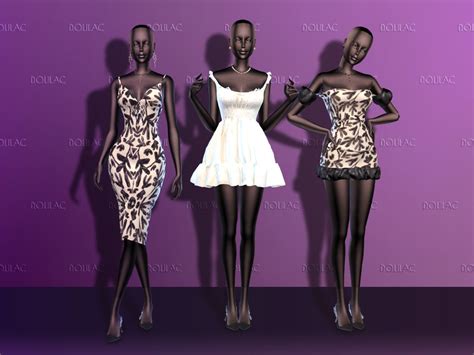The Sims Resource Leaf Print Off Shoulder Dress Do169