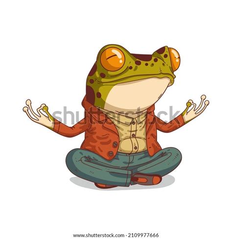 Zen Frog Isolated Vector Illustration Meditating Stock Vector Royalty