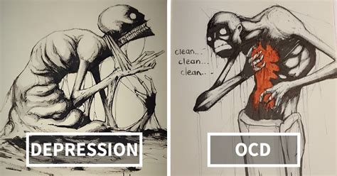 This Artist Illustrated Mental Illness And Disorders For Inktober