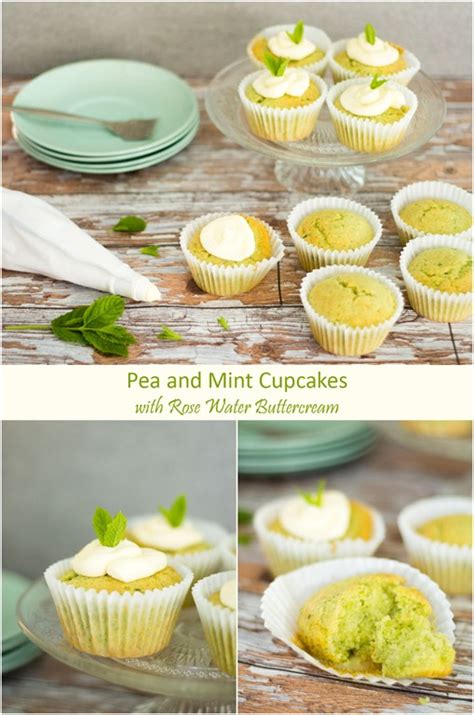 Pea And Mint Cupcakes With Rose Water Buttercream Kavey Eats