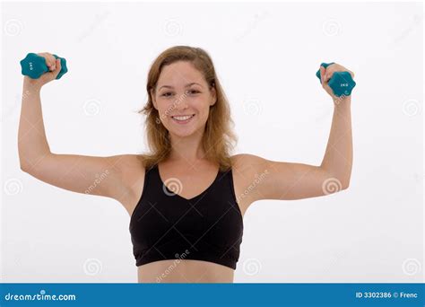 Girl Lifting A Weight Stock Photo Image Of Attractive 3302386