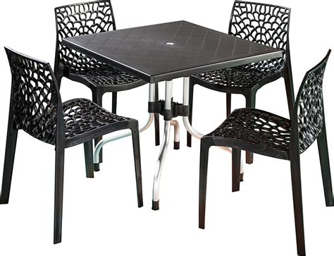 Whether you are looking for a more affordable dining table (in plastic or rattan) or a designer garden set at a higher price (in teak or exotic wood for example), you will find all types of. Modern Outdoor Ideas White Resin Table And Chairs Acrylic ...