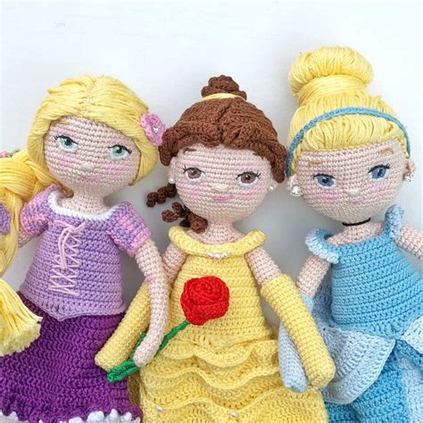 Amigurumi Crochet Disney Princess Dolls Rapunzel Belle And Cinderella Disney Crochet