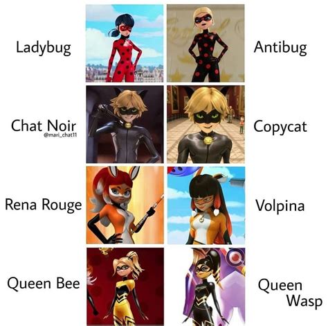 Miraculous Holders And Their Villain Counterparts Miraculous Ladybug