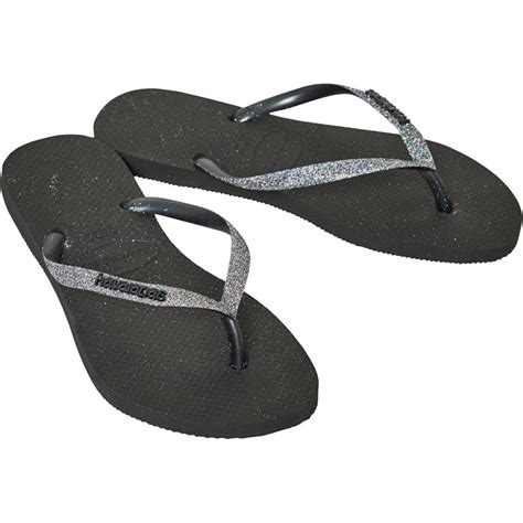 Buy Havaianas Womens Slim Glitter Ii Flip Flops Blackdark Grey Metallic