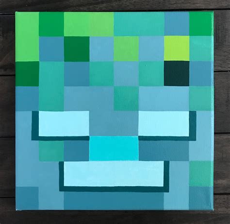 Pixel Art Drowned Inspired By Minecraft Etsy