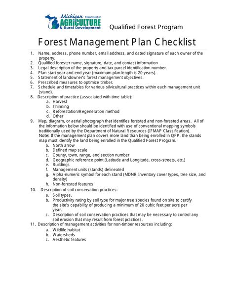 Forest Management Plan Template