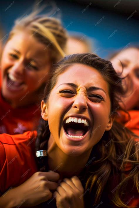 Premium Ai Image Triumphant Spanish Women S National Football Team Victory Generative Ai